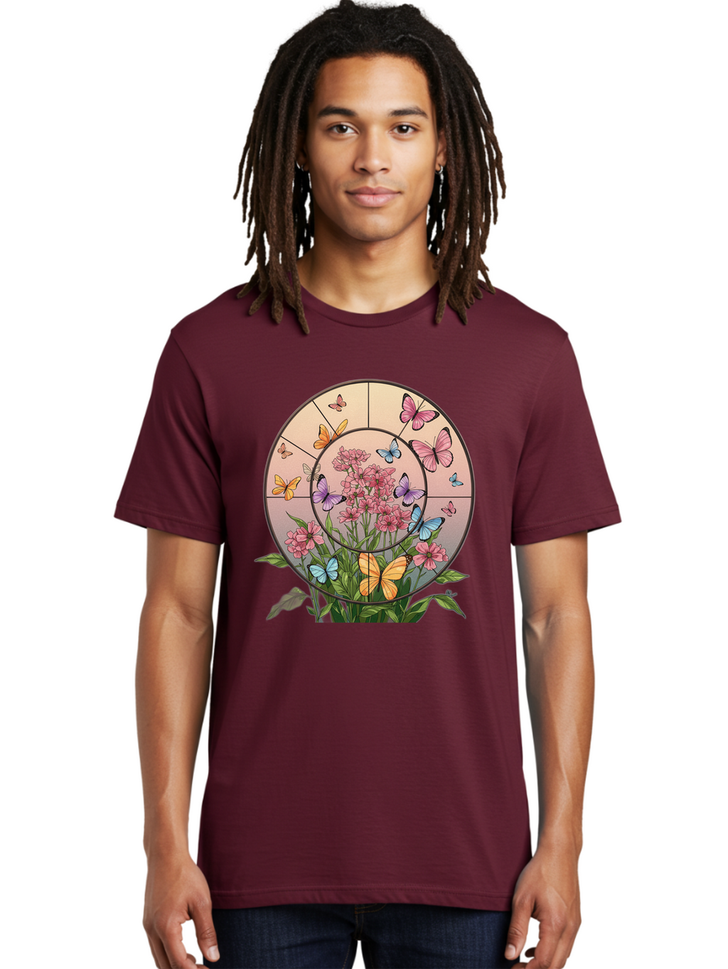 Butterflies-And-Flowers-1 Men'S Graphic Tee, 100% Cotton, Comfortable Casual Summer Wear, Machine Washable, Vintage Camera, Old Camera, Antique Camera, Black Camera, Classic Photography, Photography Equipment, Nostalgic Device, Film Camera, Bak151