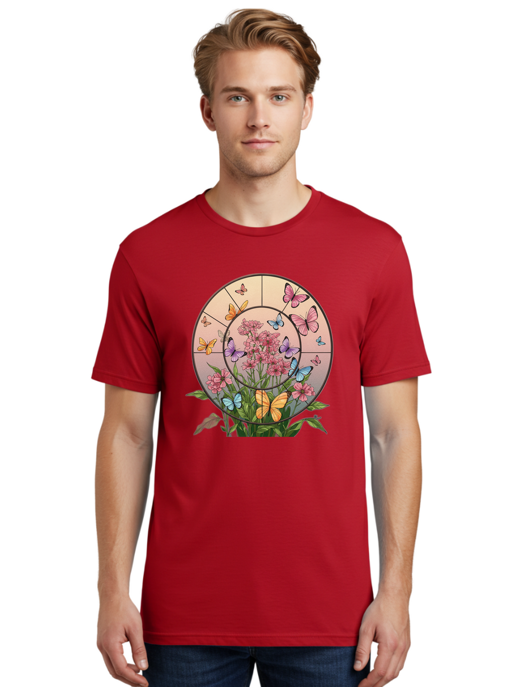 Butterflies-And-Flowers-1 Men'S Graphic Tee, 100% Cotton, Comfortable Casual Summer Wear, Machine Washable, Vintage Camera, Old Camera, Antique Camera, Black Camera, Classic Photography, Photography Equipment, Nostalgic Device, Film Camera, Bak151