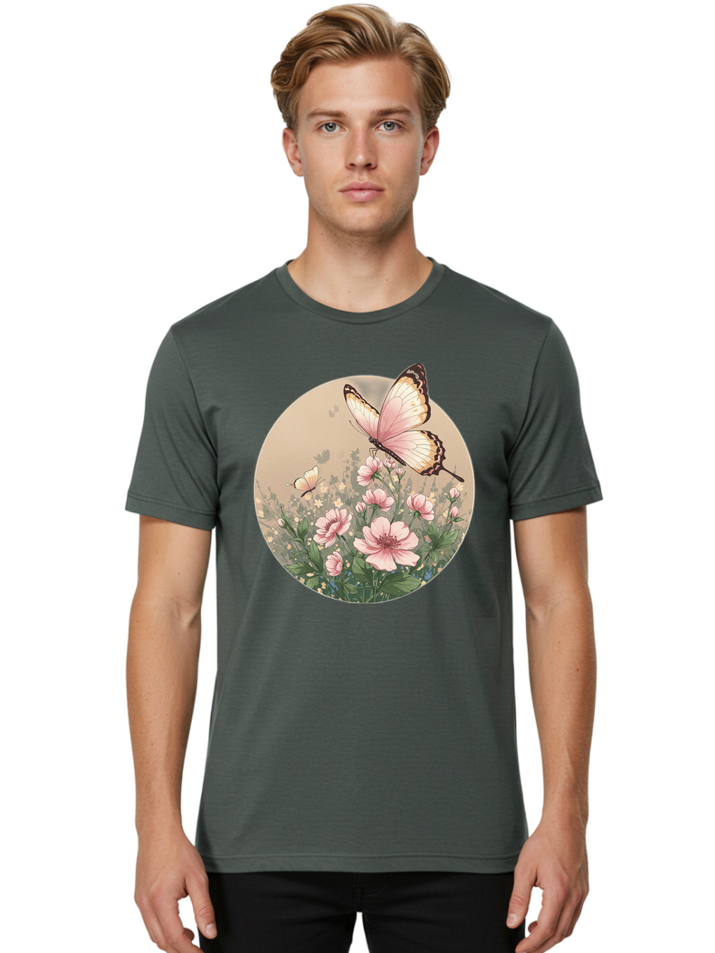 Butterflies-And-Flowers Men'S Graphic Tee, 100% Cotton, Comfortable Casual Summer Wear, Machine Washable, Vintage Camera, Old Camera, Antique Camera, Black Camera, Classic Photography, Photography Equipment, Nostalgic Device, Film Camera, Bak152
