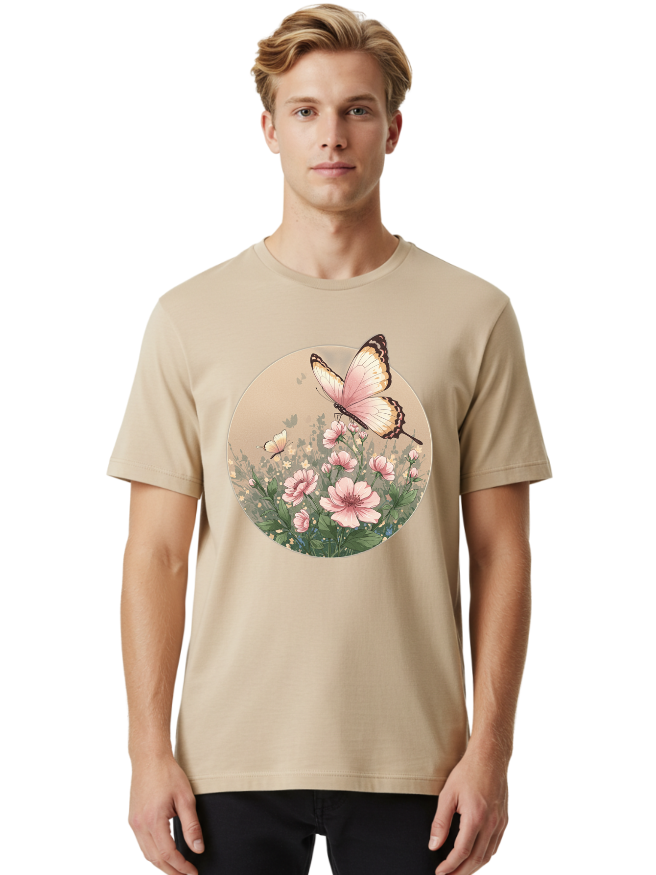 Butterflies-And-Flowers Men'S Graphic Tee, 100% Cotton, Comfortable Casual Summer Wear, Machine Washable, Vintage Camera, Old Camera, Antique Camera, Black Camera, Classic Photography, Photography Equipment, Nostalgic Device, Film Camera, Bak152
