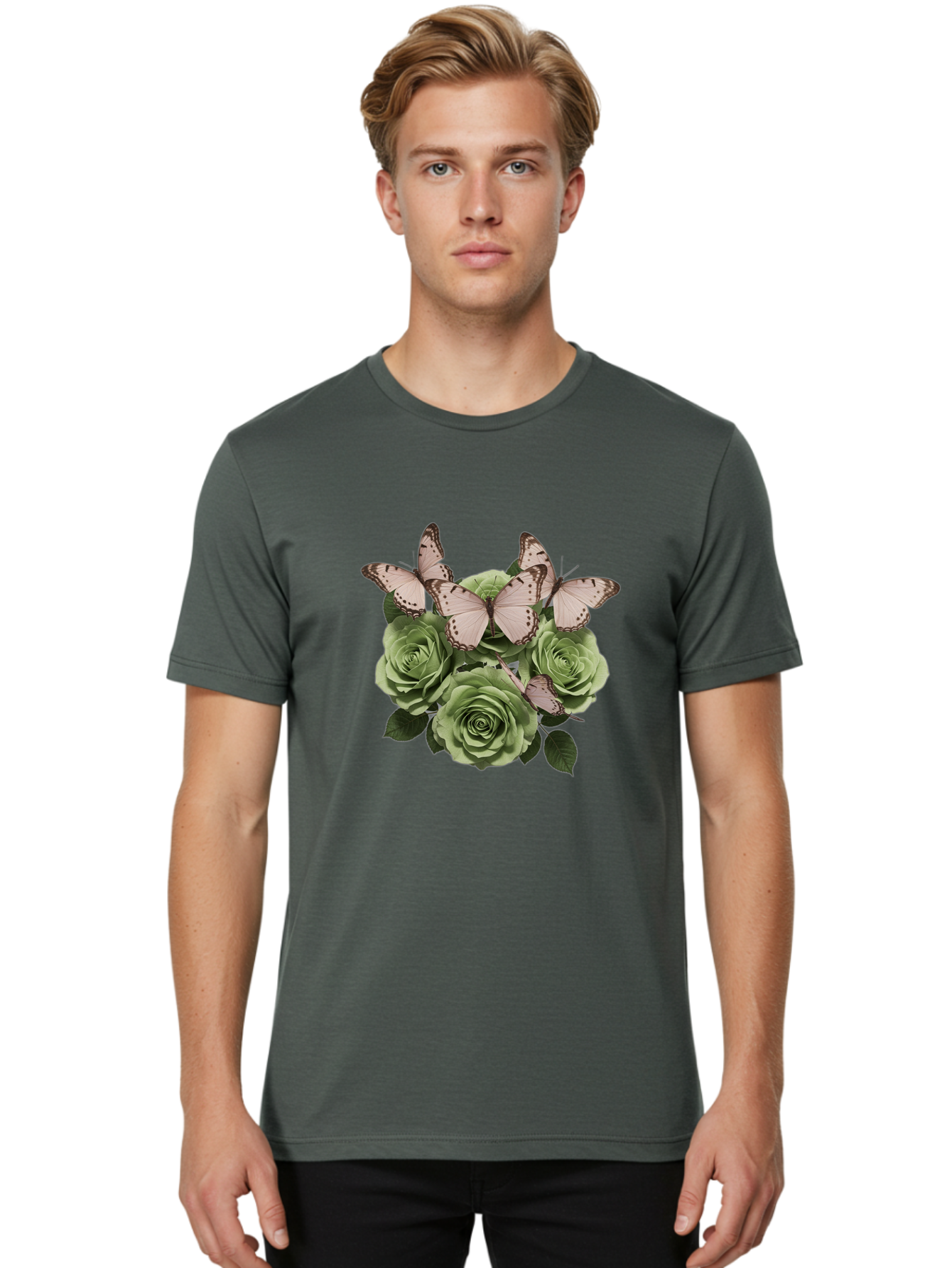 Butterflies-And-Roses Men'S Graphic Tee, 100% Cotton, Comfortable Casual Summer Wear, Machine Washable, Vintage Camera, Old Camera, Antique Camera, Black Camera, Classic Photography, Photography Equipment, Nostalgic Device, Film Camera, Bak153