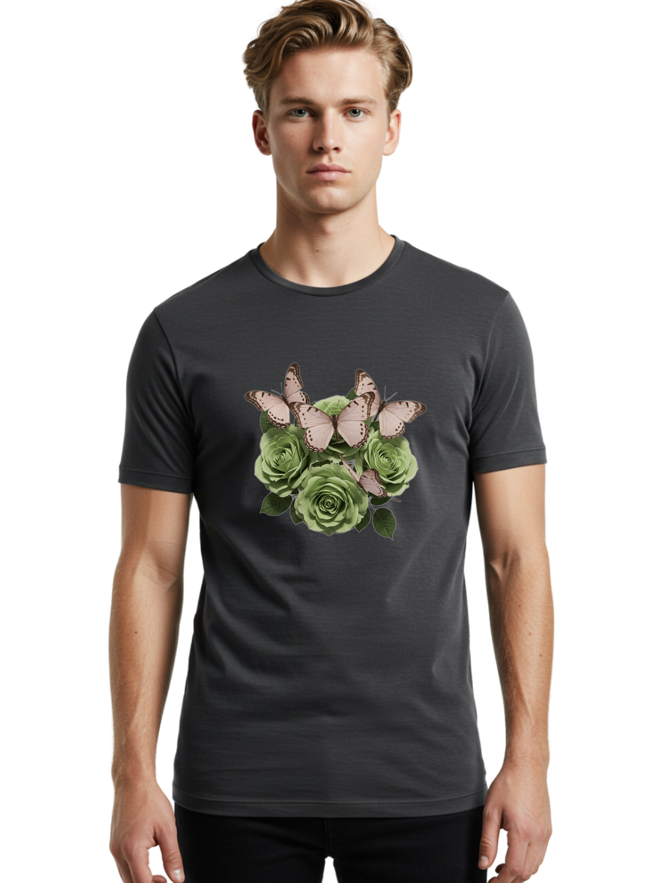 Butterflies-And-Roses Men'S Graphic Tee, 100% Cotton, Comfortable Casual Summer Wear, Machine Washable, Vintage Camera, Old Camera, Antique Camera, Black Camera, Classic Photography, Photography Equipment, Nostalgic Device, Film Camera, Bak153