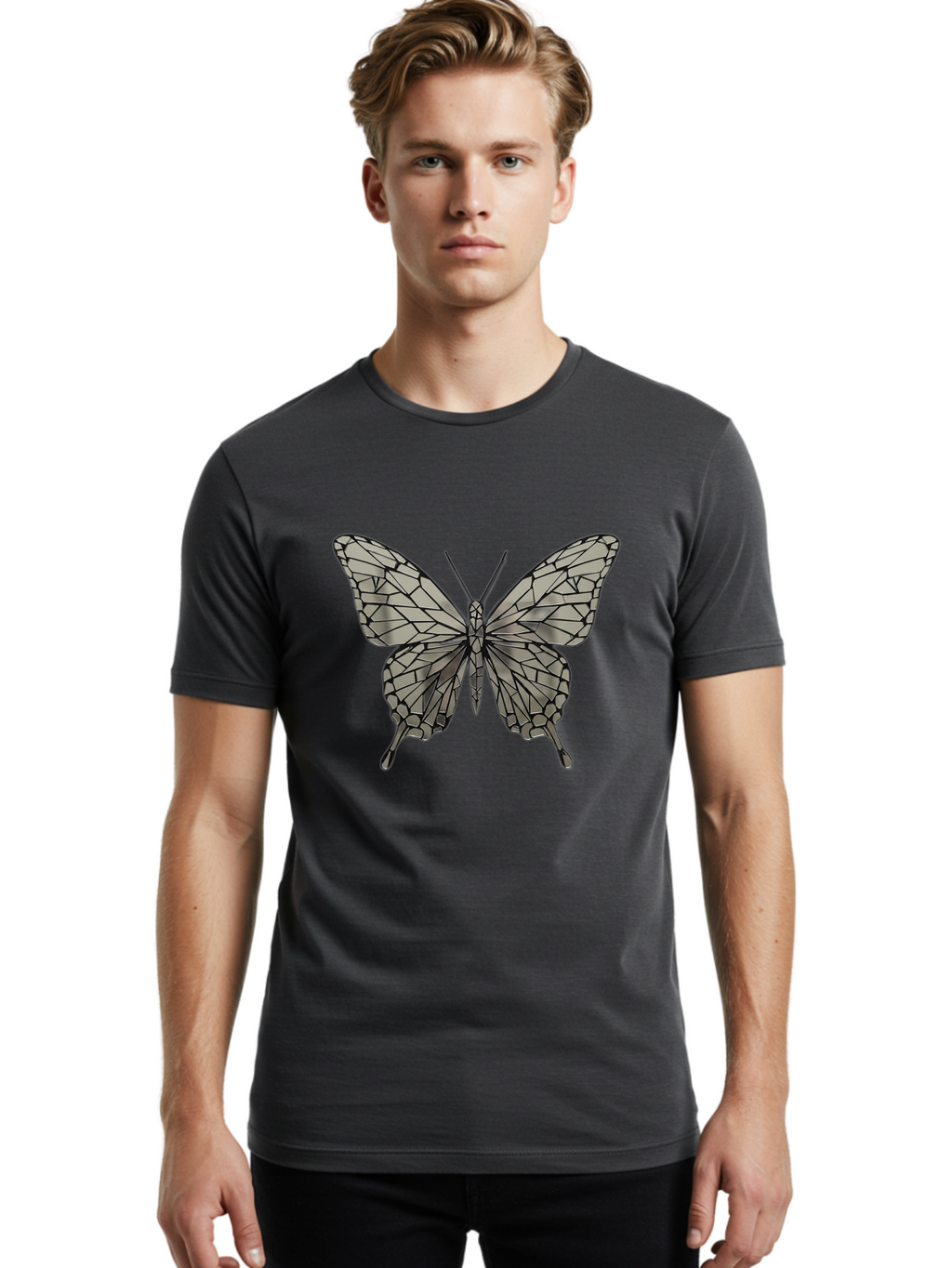 Butterfly-1 Men'S Graphic Tee, 100% Cotton, Comfortable Casual Summer Wear, Machine Washable, Vintage Camera, Old Camera, Antique Camera, Black Camera, Classic Photography, Photography Equipment, Nostalgic Device, Film Camera, Camera Art Bak154