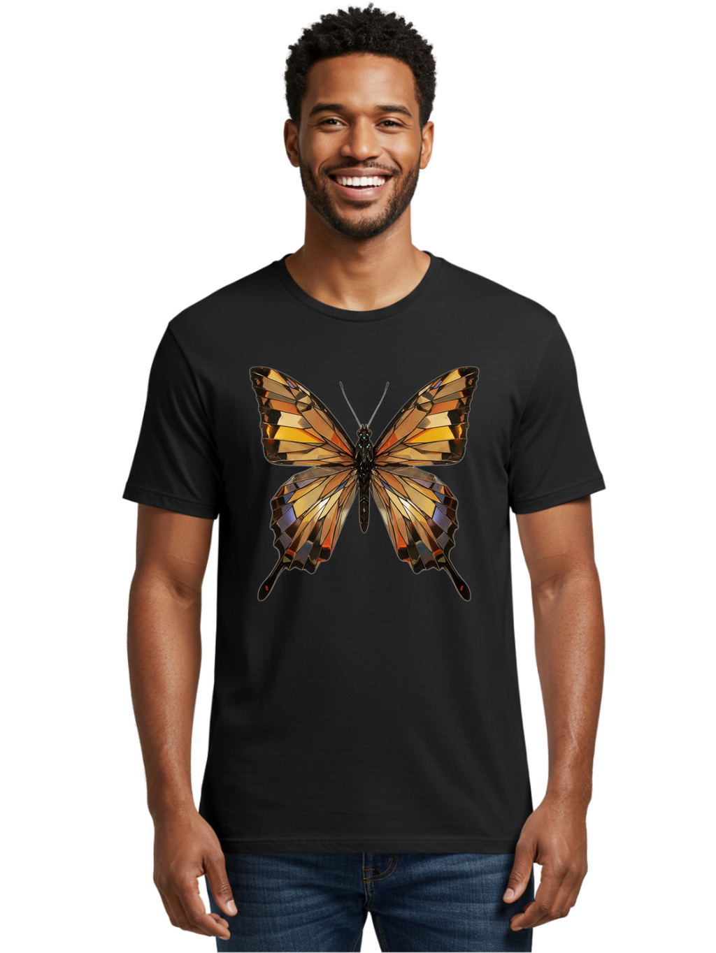 Butterfly-2 Men'S Graphic Tee, 100% Cotton, Comfortable Casual Summer Wear, Machine Washable, Vintage Camera, Old Camera, Antique Camera, Black Camera, Classic Photography, Photography Equipment, Nostalgic Device, Film Camera, Camera Art Bak155