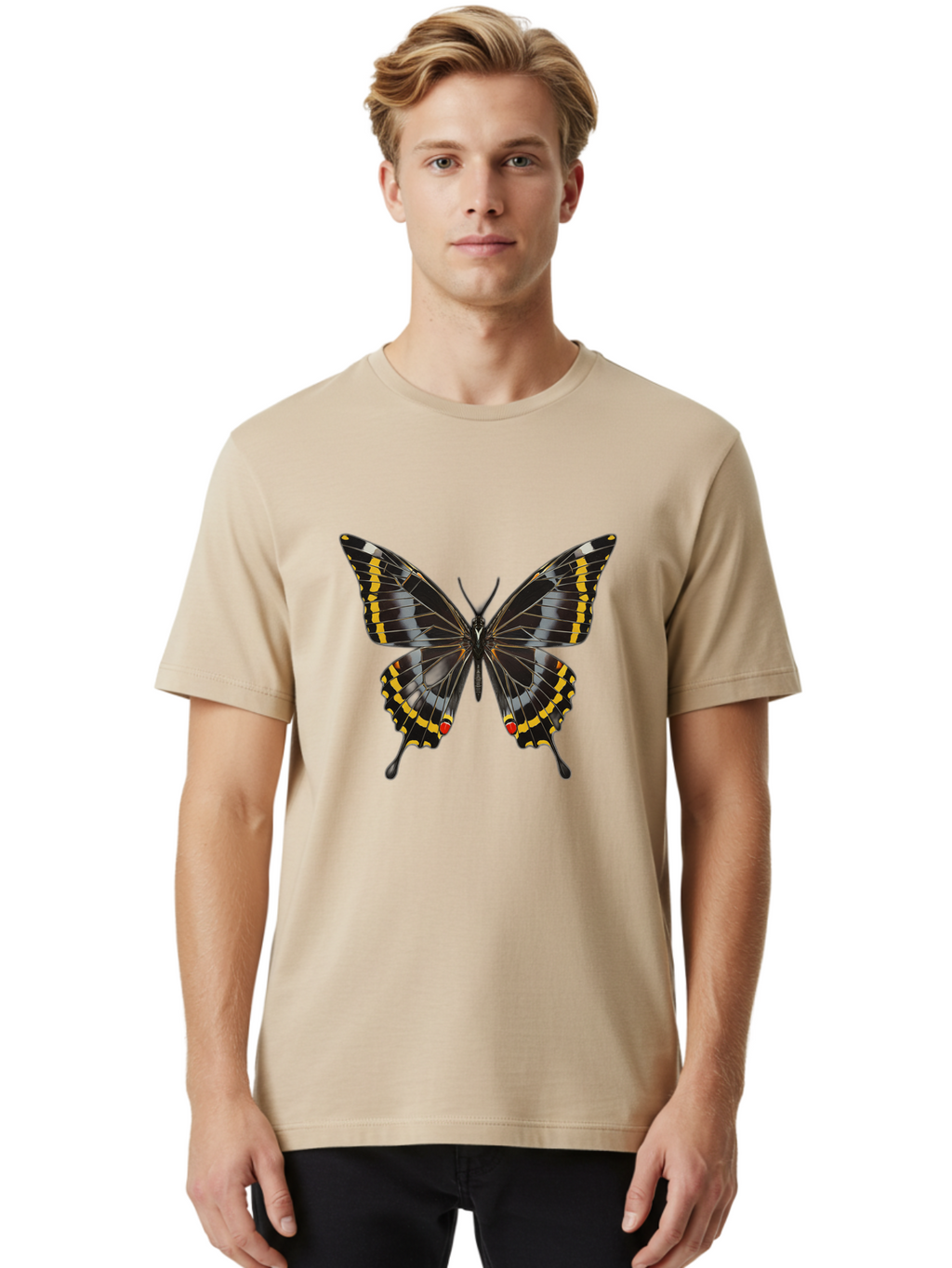 Butterfly-3 Men'S Graphic Tee, 100% Cotton, Comfortable Casual Summer Wear, Machine Washable, Vintage Camera, Old Camera, Antique Camera, Black Camera, Classic Photography, Photography Equipment, Nostalgic Device, Film Camera, Camera Art Bak156