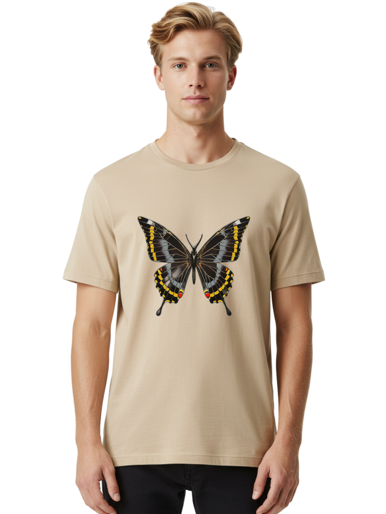 Butterfly-3 Men'S Graphic Tee, 100% Cotton, Comfortable Casual Summer Wear, Machine Washable, Vintage Camera, Old Camera, Antique Camera, Black Camera, Classic Photography, Photography Equipment, Nostalgic Device, Film Camera, Camera Art Bak156