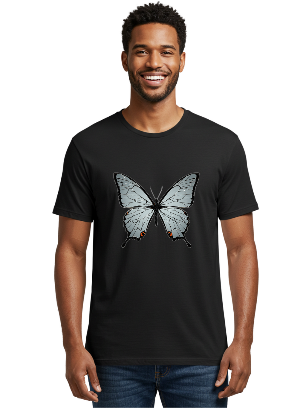 Butterfly-4 Men'S Graphic Tee, 100% Cotton, Comfortable Casual Summer Wear, Machine Washable, Vintage Camera, Old Camera, Antique Camera, Black Camera, Classic Photography, Photography Equipment, Nostalgic Device, Film Camera, Camera Art Bak157