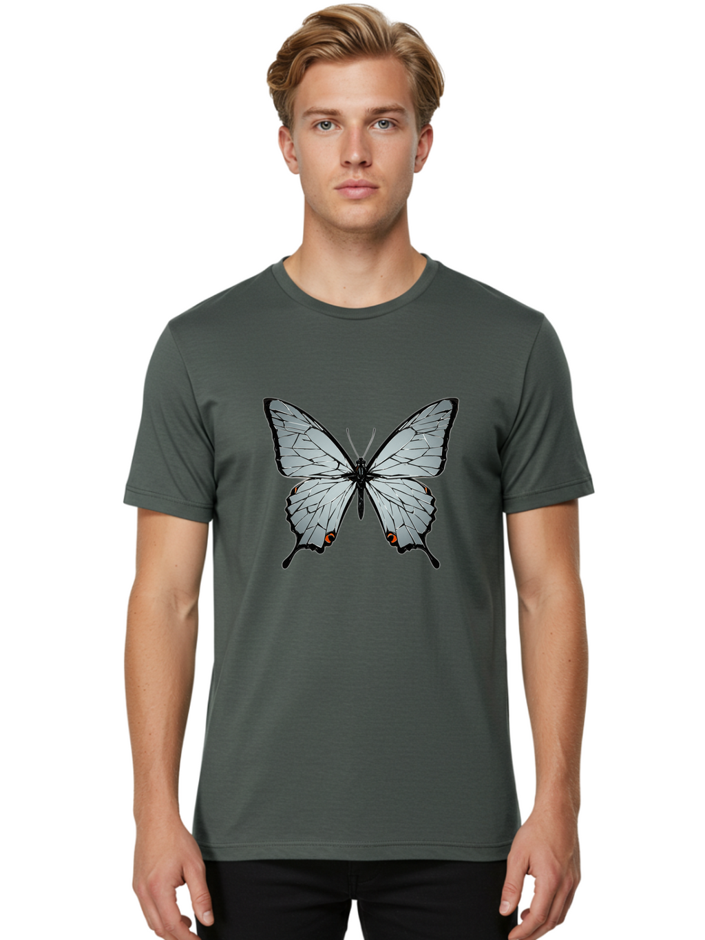 Butterfly-4 Men'S Graphic Tee, 100% Cotton, Comfortable Casual Summer Wear, Machine Washable, Vintage Camera, Old Camera, Antique Camera, Black Camera, Classic Photography, Photography Equipment, Nostalgic Device, Film Camera, Camera Art Bak157
