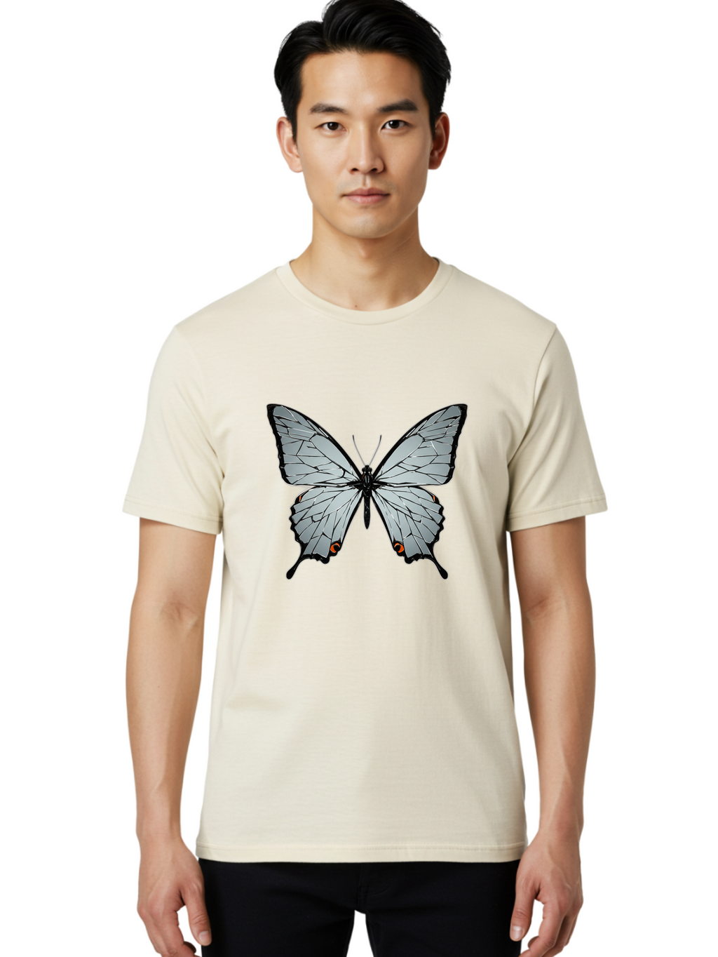 Butterfly-4 Men'S Graphic Tee, 100% Cotton, Comfortable Casual Summer Wear, Machine Washable, Vintage Camera, Old Camera, Antique Camera, Black Camera, Classic Photography, Photography Equipment, Nostalgic Device, Film Camera, Camera Art Bak157