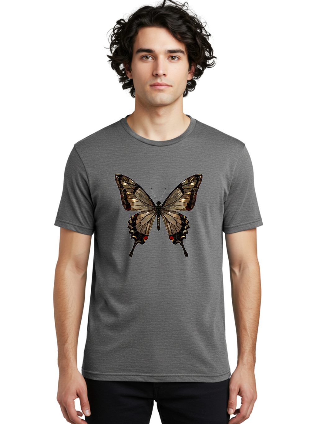 Butterfly-5 Men'S Graphic Tee, 100% Cotton, Comfortable Casual Summer Wear, Machine Washable, Vintage Camera, Old Camera, Antique Camera, Black Camera, Classic Photography, Photography Equipment, Nostalgic Device, Film Camera, Camera Art Bak158