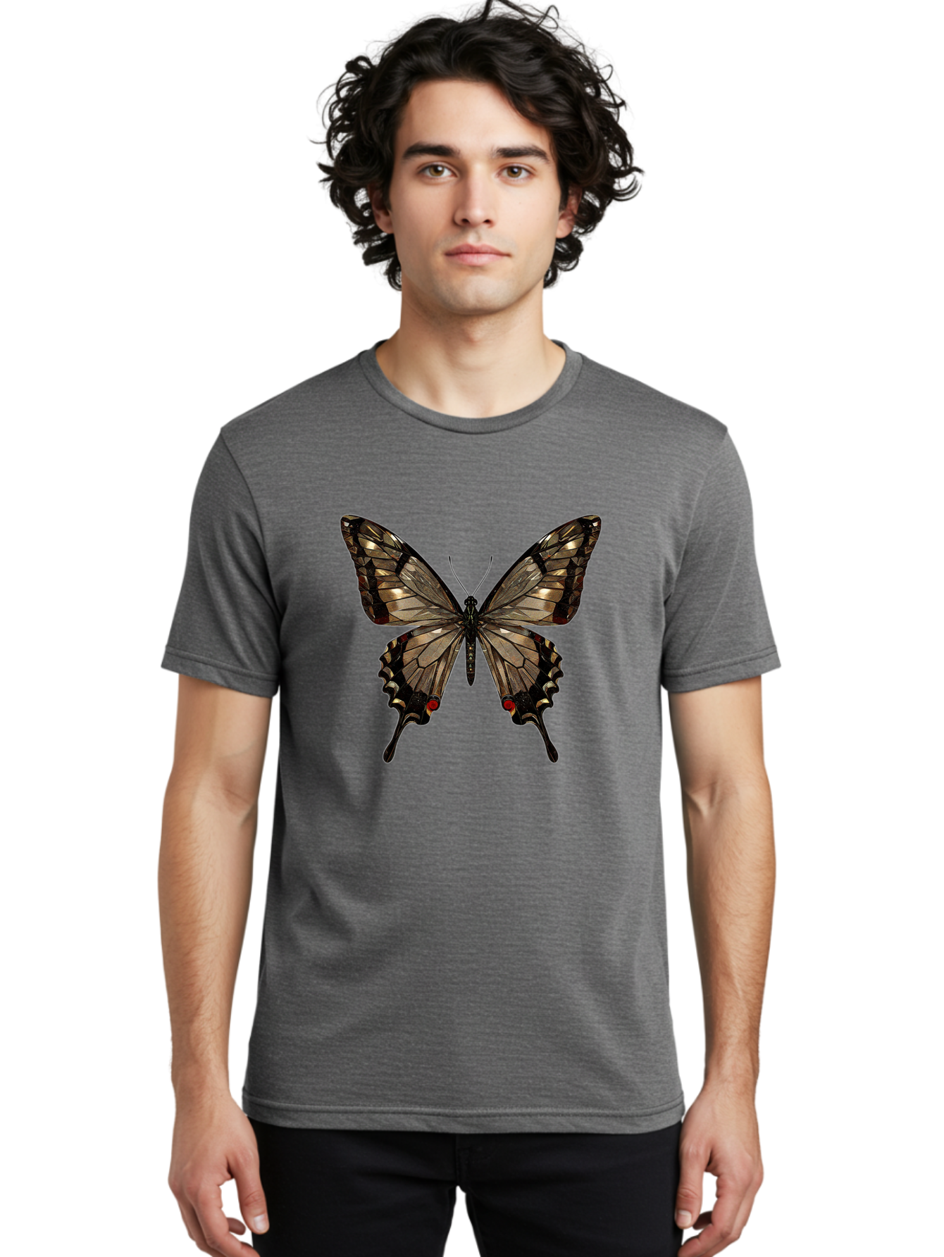Butterfly-5 Men'S Graphic Tee, 100% Cotton, Comfortable Casual Summer Wear, Machine Washable, Vintage Camera, Old Camera, Antique Camera, Black Camera, Classic Photography, Photography Equipment, Nostalgic Device, Film Camera, Camera Art Bak158