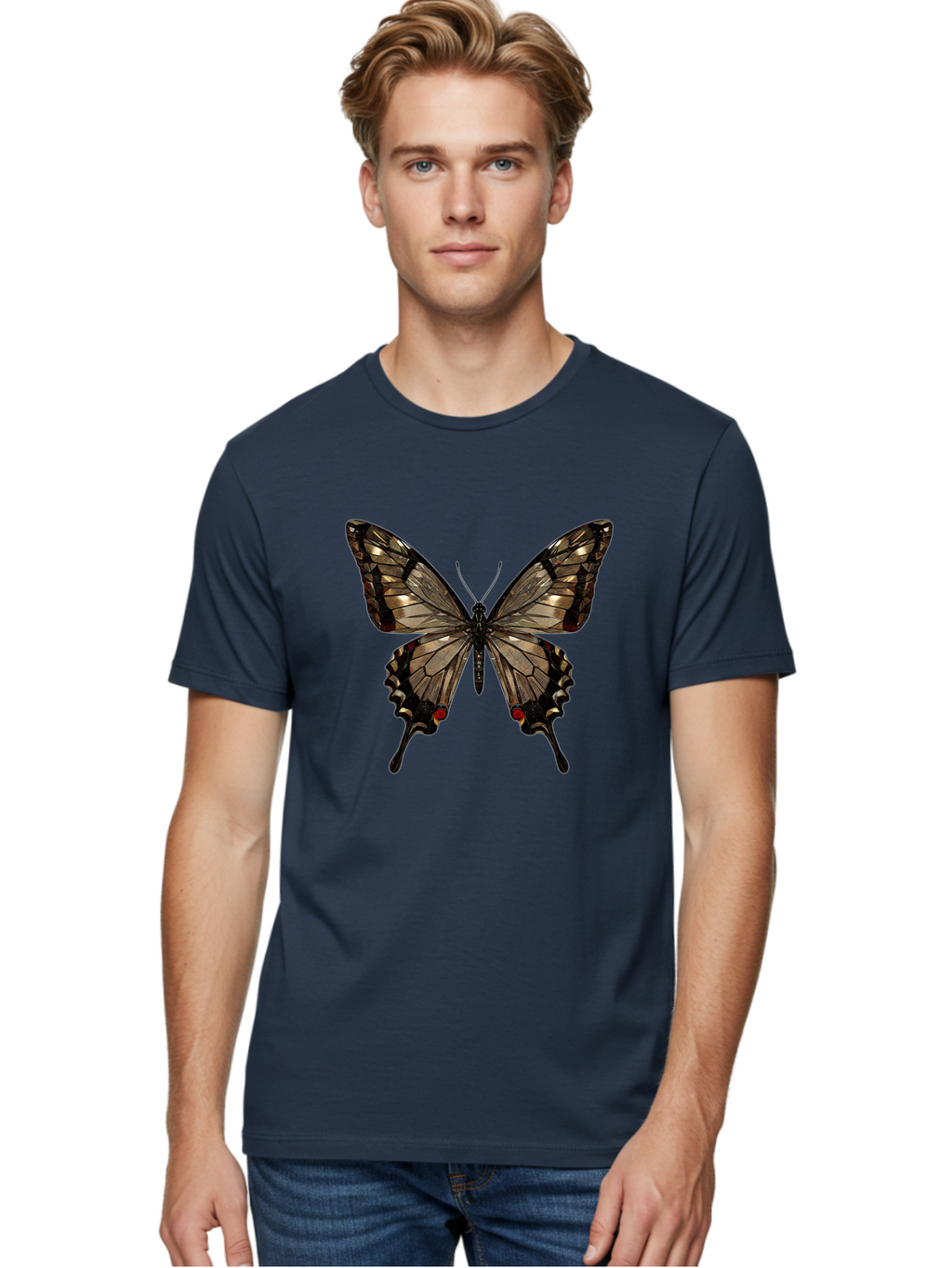 Butterfly-5 Men'S Graphic Tee, 100% Cotton, Comfortable Casual Summer Wear, Machine Washable, Vintage Camera, Old Camera, Antique Camera, Black Camera, Classic Photography, Photography Equipment, Nostalgic Device, Film Camera, Camera Art Bak158