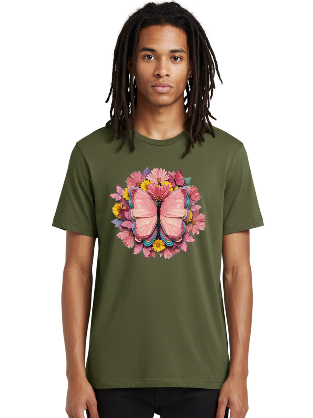 Butterfly-And-Flowers Men'S Graphic Tee, 100% Cotton, Comfortable Casual Summer Wear, Machine Washable, Vintage Camera, Old Camera, Antique Camera, Black Camera, Classic Photography, Photography Equipment, Nostalgic Device, Film Camera, Bak159