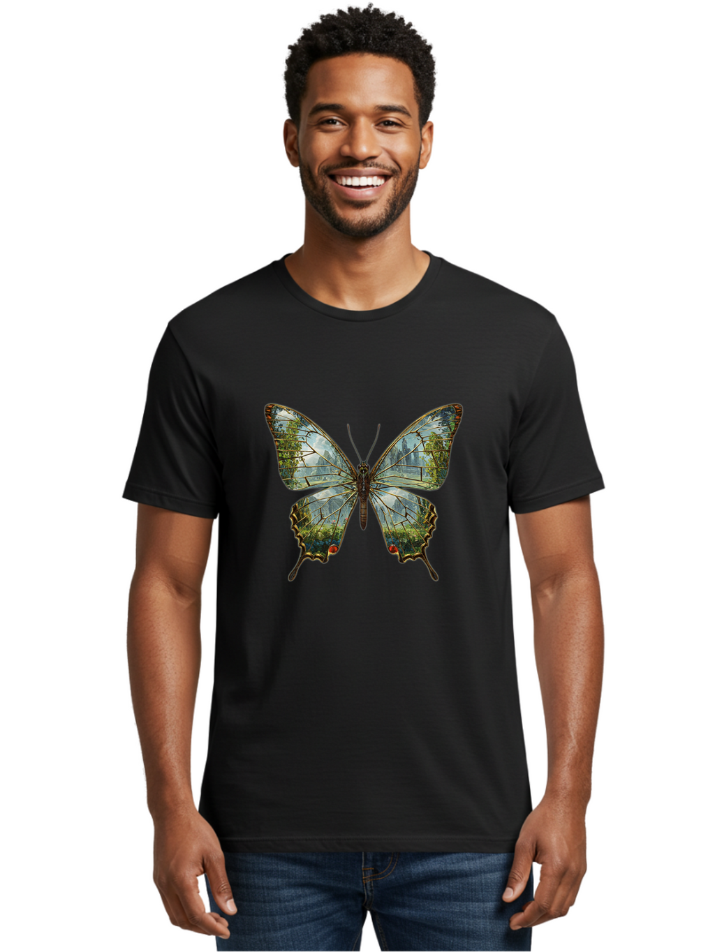 Butterfly-Cityscape Men'S Graphic Tee, 100% Cotton, Comfortable Casual Summer Wear, Machine Washable, Vintage Camera, Old Camera, Antique Camera, Black Camera, Classic Photography, Photography Equipment, Nostalgic Device, Film Camera, Bak160