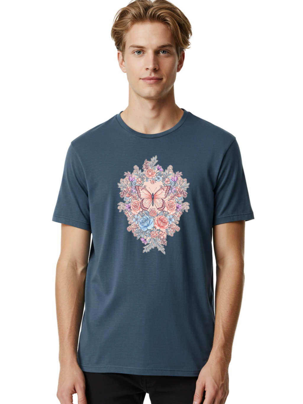 Butterfly-Floral-Heart Men'S Graphic Tee, 100% Cotton, Comfortable Casual Summer Wear, Machine Washable, Vintage Camera, Old Camera, Antique Camera, Black Camera, Classic Photography, Photography Equipment, Nostalgic Device, Film Camera, Bak161