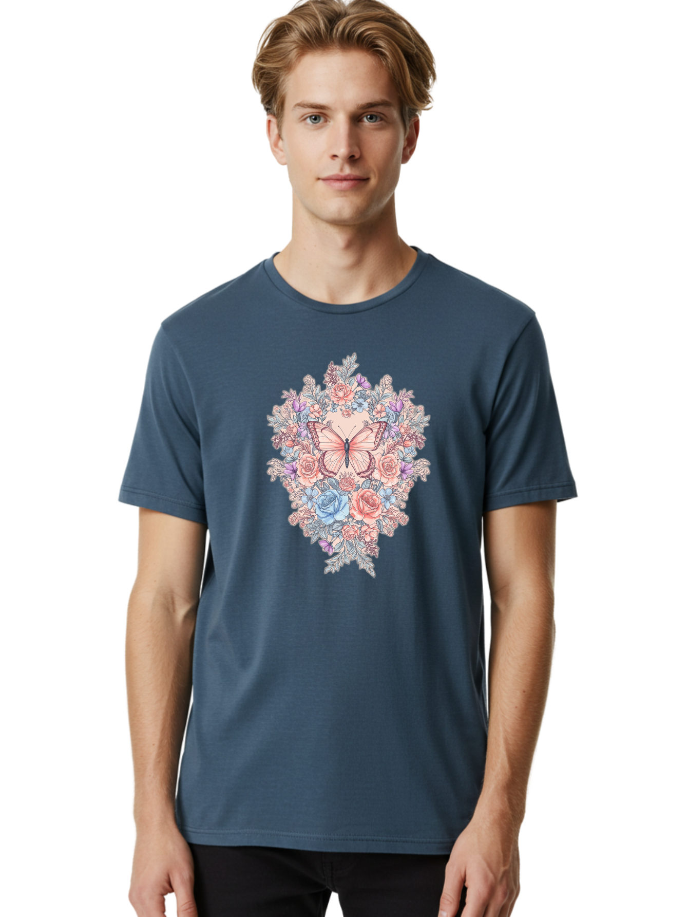 Butterfly-Floral-Heart Men'S Graphic Tee, 100% Cotton, Comfortable Casual Summer Wear, Machine Washable, Vintage Camera, Old Camera, Antique Camera, Black Camera, Classic Photography, Photography Equipment, Nostalgic Device, Film Camera, Bak161
