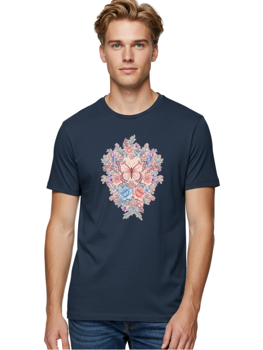 Butterfly-Floral-Heart Men'S Graphic Tee, 100% Cotton, Comfortable Casual Summer Wear, Machine Washable, Vintage Camera, Old Camera, Antique Camera, Black Camera, Classic Photography, Photography Equipment, Nostalgic Device, Film Camera, Bak161