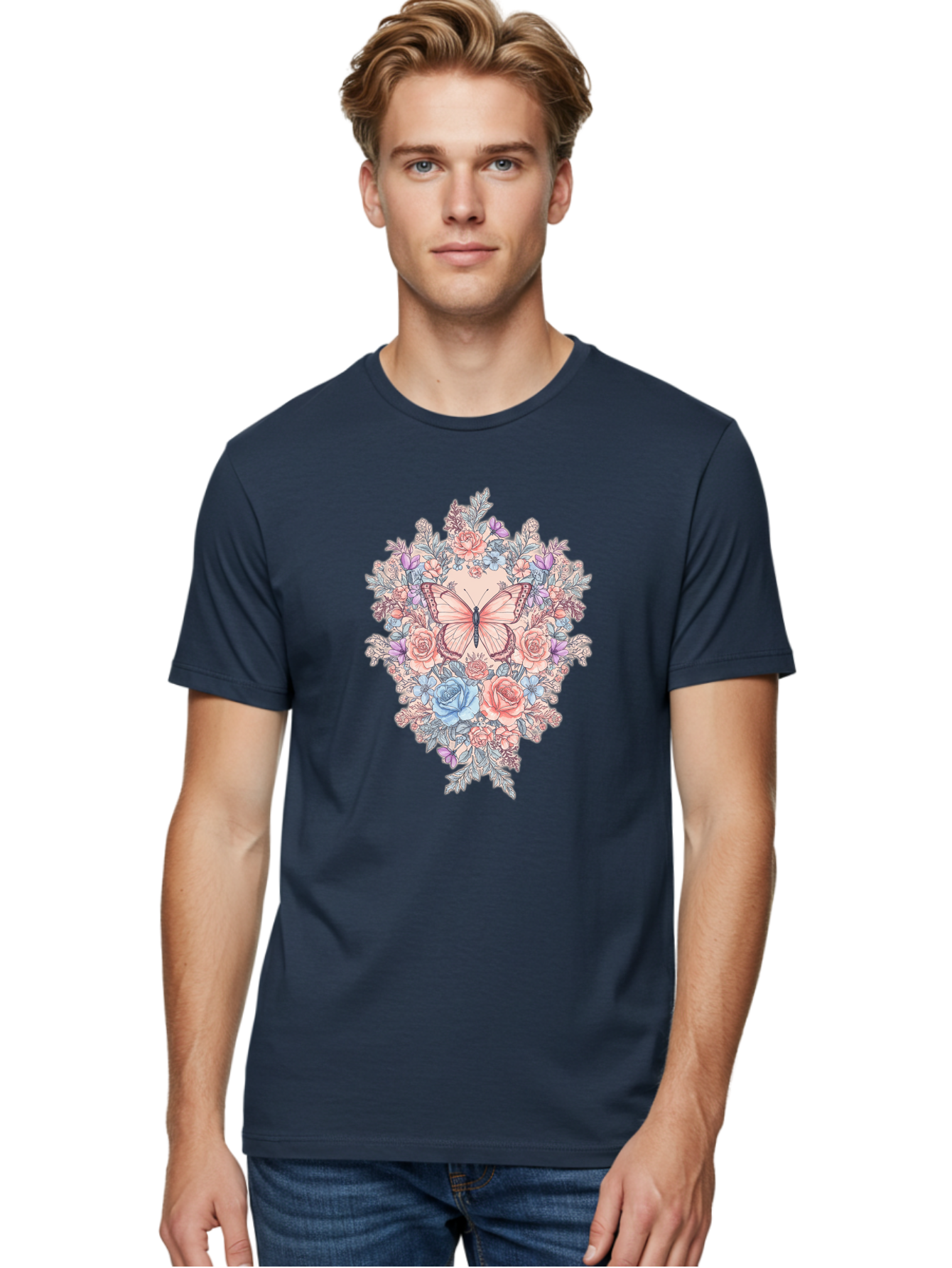 Butterfly-Floral-Heart Men'S Graphic Tee, 100% Cotton, Comfortable Casual Summer Wear, Machine Washable, Vintage Camera, Old Camera, Antique Camera, Black Camera, Classic Photography, Photography Equipment, Nostalgic Device, Film Camera, Bak161