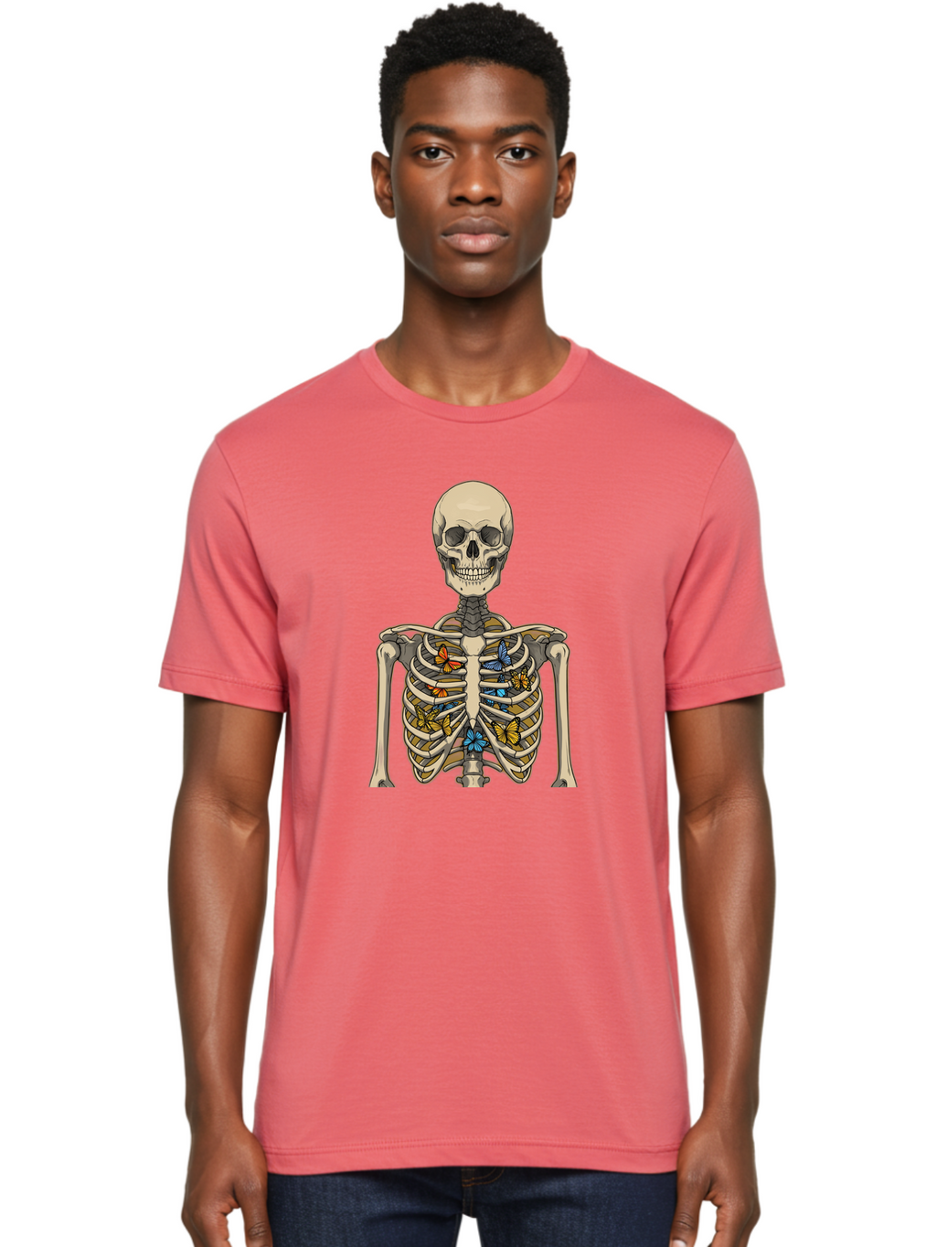 Butterfly-Skeleton Men'S Graphic Tee, 100% Cotton, Comfortable Casual Summer Wear, Machine Washable, Vintage Camera, Old Camera, Antique Camera, Black Camera, Classic Photography, Photography Equipment, Nostalgic Device, Film Camera, Bak163
