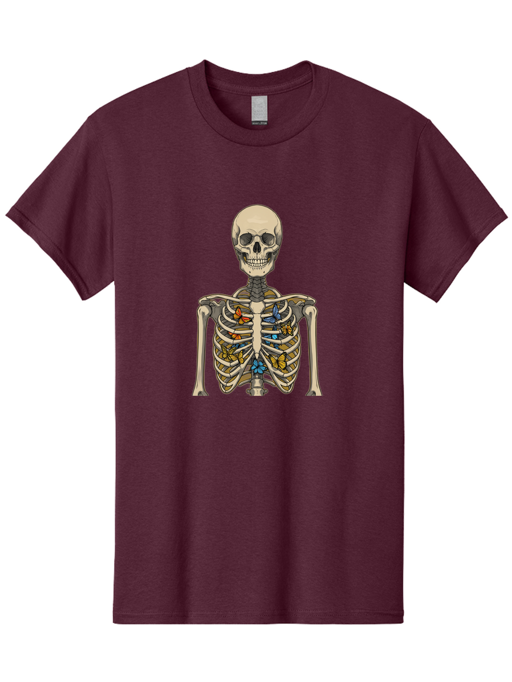 Butterfly-Skeleton Men'S Graphic Tee, 100% Cotton, Comfortable Casual Summer Wear, Machine Washable, Vintage Camera, Old Camera, Antique Camera, Black Camera, Classic Photography, Photography Equipment, Nostalgic Device, Film Camera, Bak163