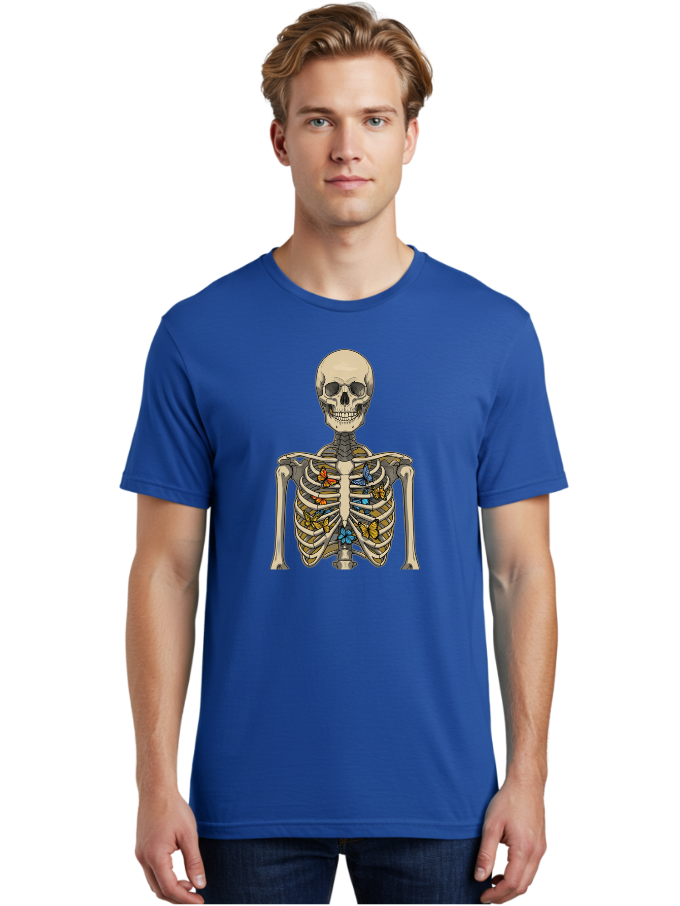 Butterfly-Skeleton Men'S Graphic Tee, 100% Cotton, Comfortable Casual Summer Wear, Machine Washable, Vintage Camera, Old Camera, Antique Camera, Black Camera, Classic Photography, Photography Equipment, Nostalgic Device, Film Camera, Bak163