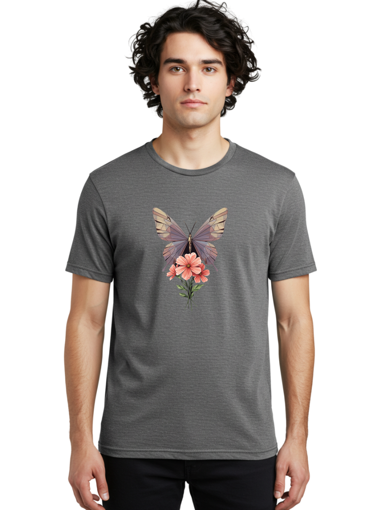 Butterfly-With-Flowers Men'S Graphic Tee, 100% Cotton, Comfortable Casual Summer Wear, Machine Washable, Vintage Camera, Old Camera, Antique Camera, Black Camera, Classic Photography, Photography Equipment, Nostalgic Device, Film Camera, Bak164