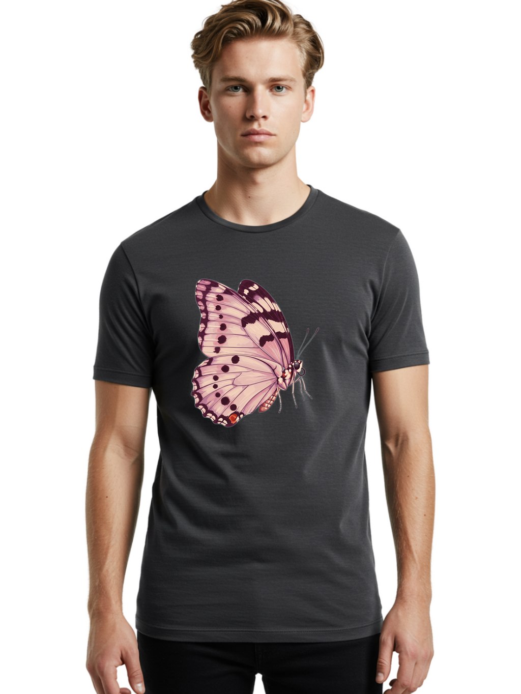 Butterfly Men'S Graphic Tee, 100% Cotton, Comfortable Casual Summer Wear, Machine Washable, Vintage Camera, Old Camera, Antique Camera, Black Camera, Classic Photography, Photography Equipment, Nostalgic Device, Film Camera, Camera Art Bak165