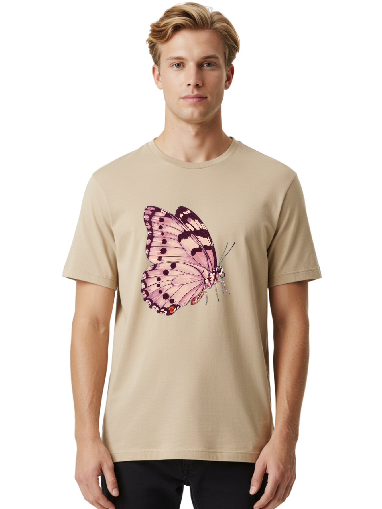 Butterfly Men'S Graphic Tee, 100% Cotton, Comfortable Casual Summer Wear, Machine Washable, Vintage Camera, Old Camera, Antique Camera, Black Camera, Classic Photography, Photography Equipment, Nostalgic Device, Film Camera, Camera Art Bak165