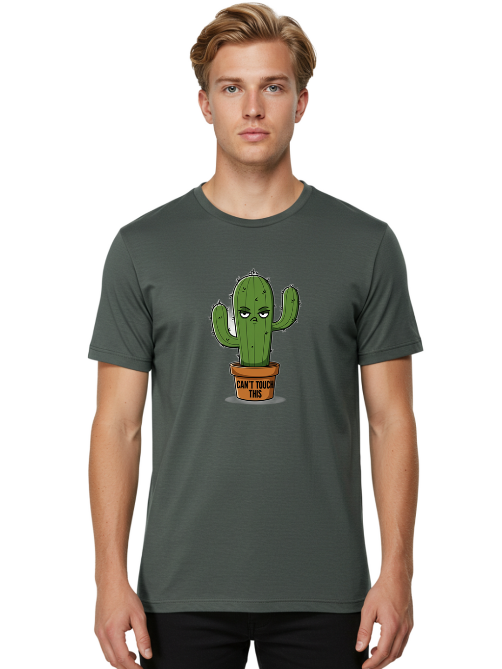 Can-T-Touch-This-Cactus-1 Men'S Graphic Tee, 100% Cotton, Comfortable Casual Summer Wear, Machine Washable, Vintage Camera, Old Camera, Antique Camera, Black Camera, Classic Photography, Photography Equipment, Nostalgic Device, Film Camera, Bak169