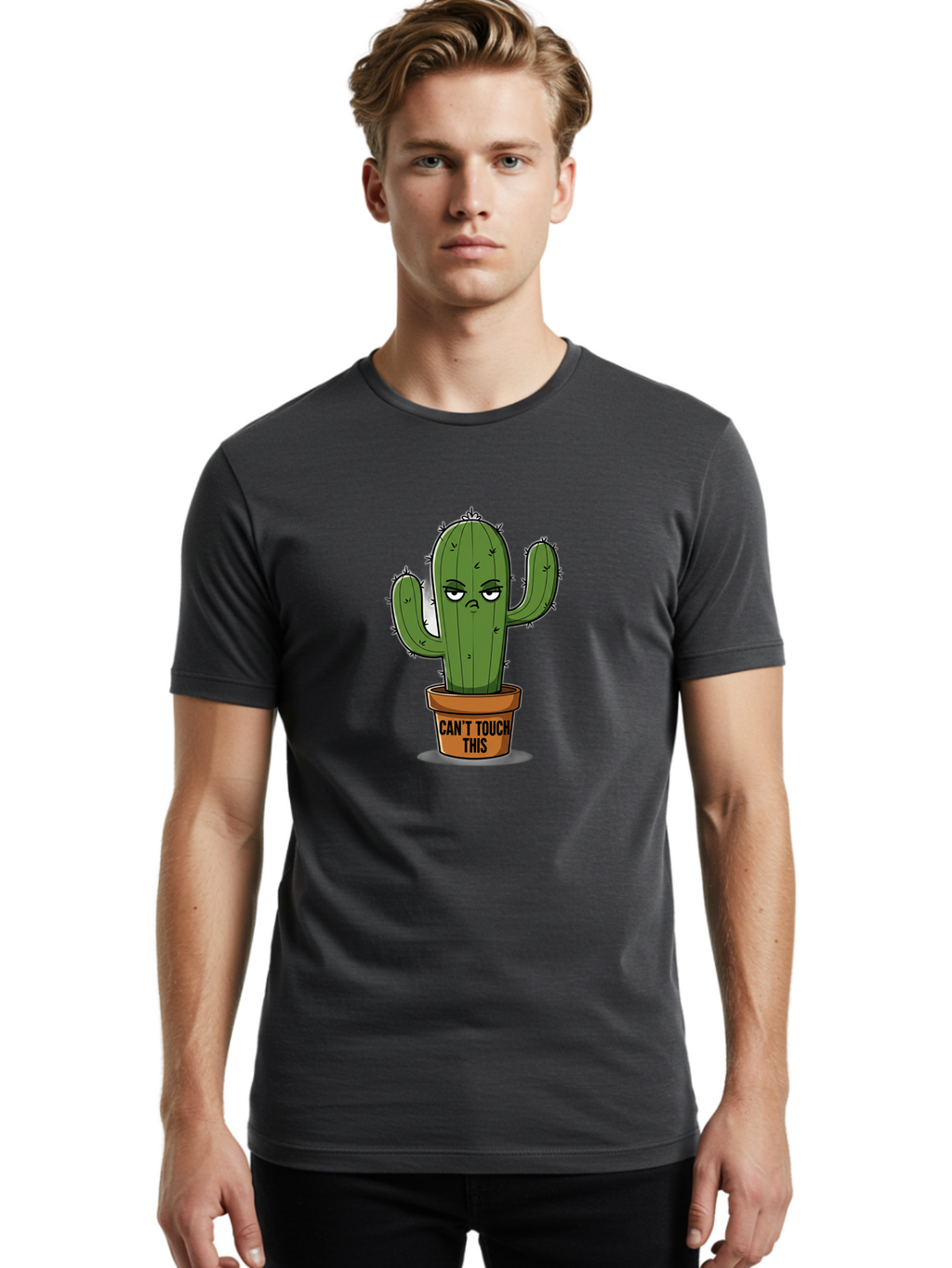 Can-T-Touch-This-Cactus-1 Men'S Graphic Tee, 100% Cotton, Comfortable Casual Summer Wear, Machine Washable, Vintage Camera, Old Camera, Antique Camera, Black Camera, Classic Photography, Photography Equipment, Nostalgic Device, Film Camera, Bak169