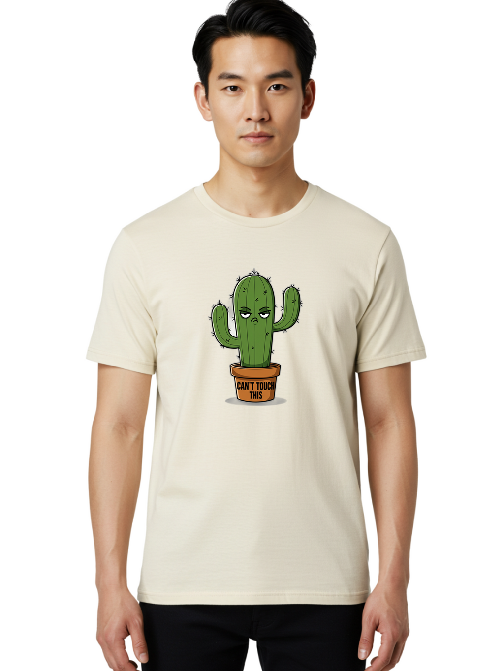 Can-T-Touch-This-Cactus-1 Men'S Graphic Tee, 100% Cotton, Comfortable Casual Summer Wear, Machine Washable, Vintage Camera, Old Camera, Antique Camera, Black Camera, Classic Photography, Photography Equipment, Nostalgic Device, Film Camera, Bak169