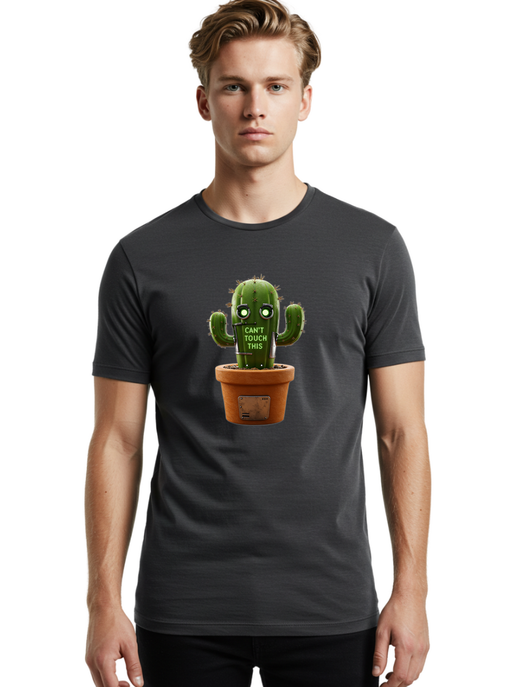Can-T-Touch-This-Cactus-3 Men'S Graphic Tee, 100% Cotton, Comfortable Casual Summer Wear, Machine Washable, Vintage Camera, Old Camera, Antique Camera, Black Camera, Classic Photography, Photography Equipment, Nostalgic Device, Film Camera, Bak171