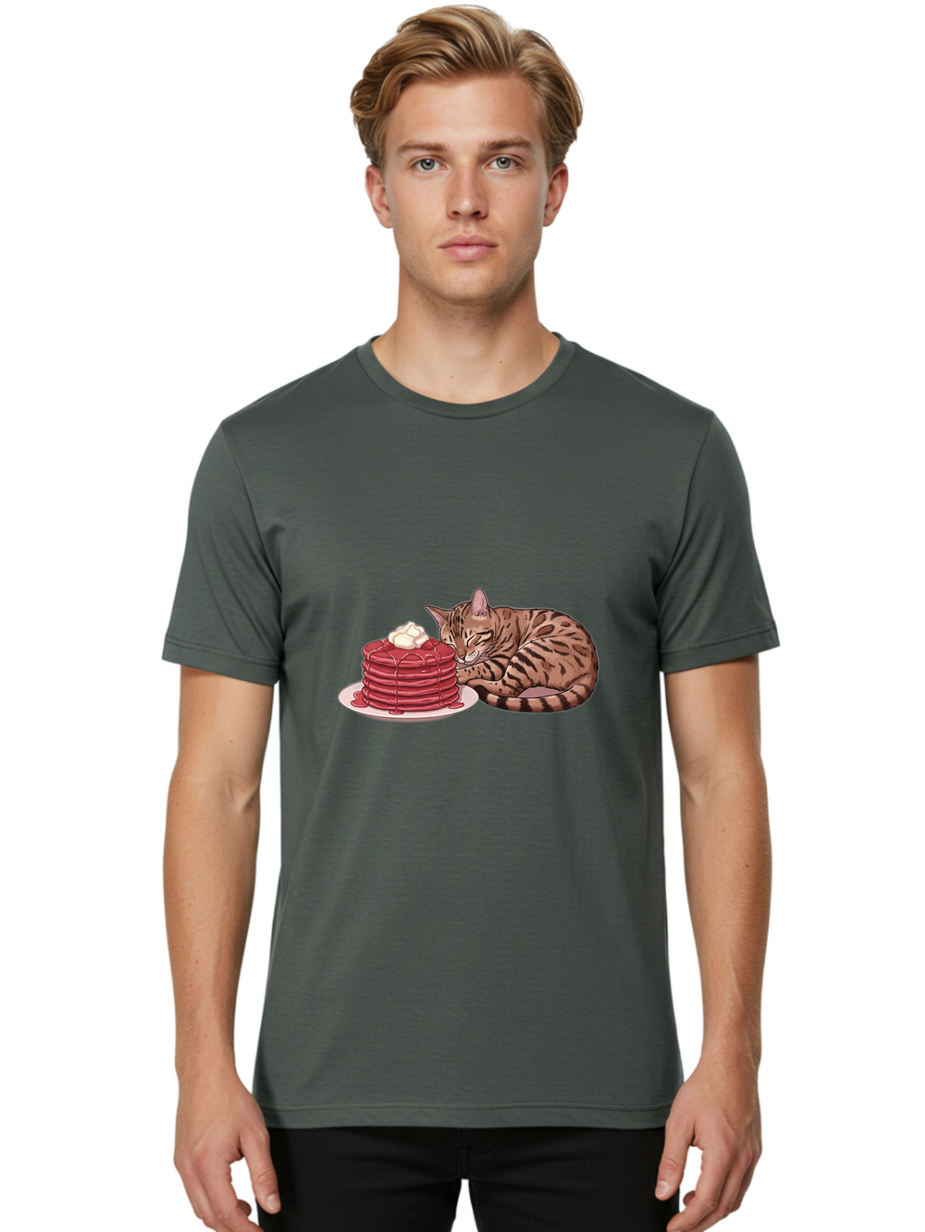 Cat-And-Pancakes-1 Men'S Graphic Tee, 100% Cotton, Comfortable Casual Summer Wear, Machine Washable, Vintage Camera, Old Camera, Antique Camera, Black Camera, Classic Photography, Photography Equipment, Nostalgic Device, Film Camera, Bak184