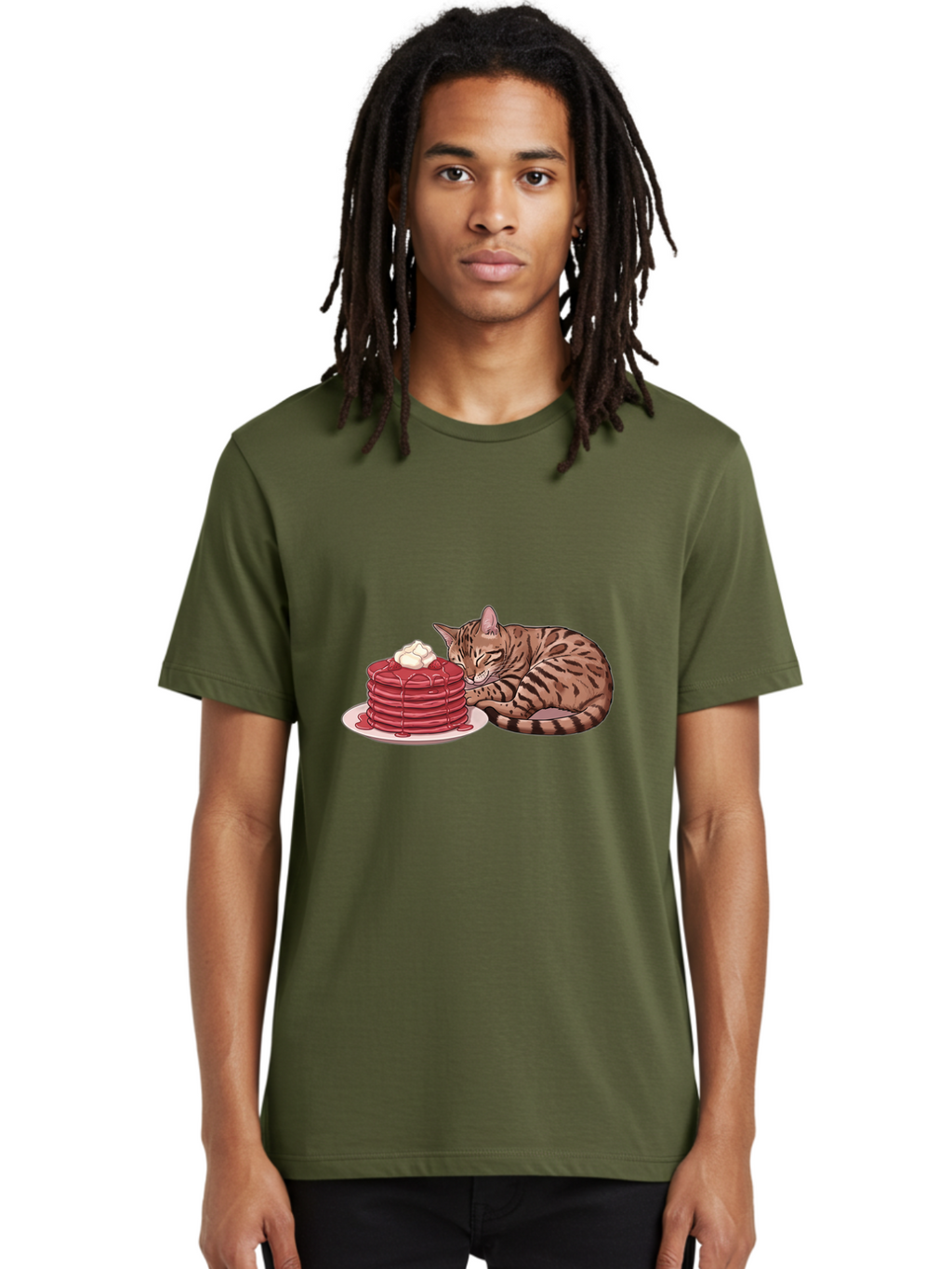 Cat-And-Pancakes-1 Men'S Graphic Tee, 100% Cotton, Comfortable Casual Summer Wear, Machine Washable, Vintage Camera, Old Camera, Antique Camera, Black Camera, Classic Photography, Photography Equipment, Nostalgic Device, Film Camera, Bak184