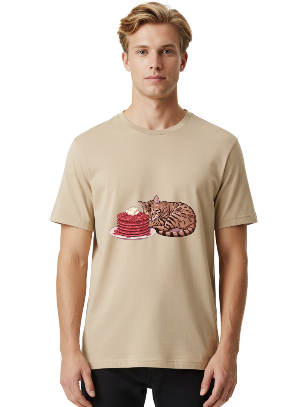 Cat-And-Pancakes-1 Men'S Graphic Tee, 100% Cotton, Comfortable Casual Summer Wear, Machine Washable, Vintage Camera, Old Camera, Antique Camera, Black Camera, Classic Photography, Photography Equipment, Nostalgic Device, Film Camera, Bak184