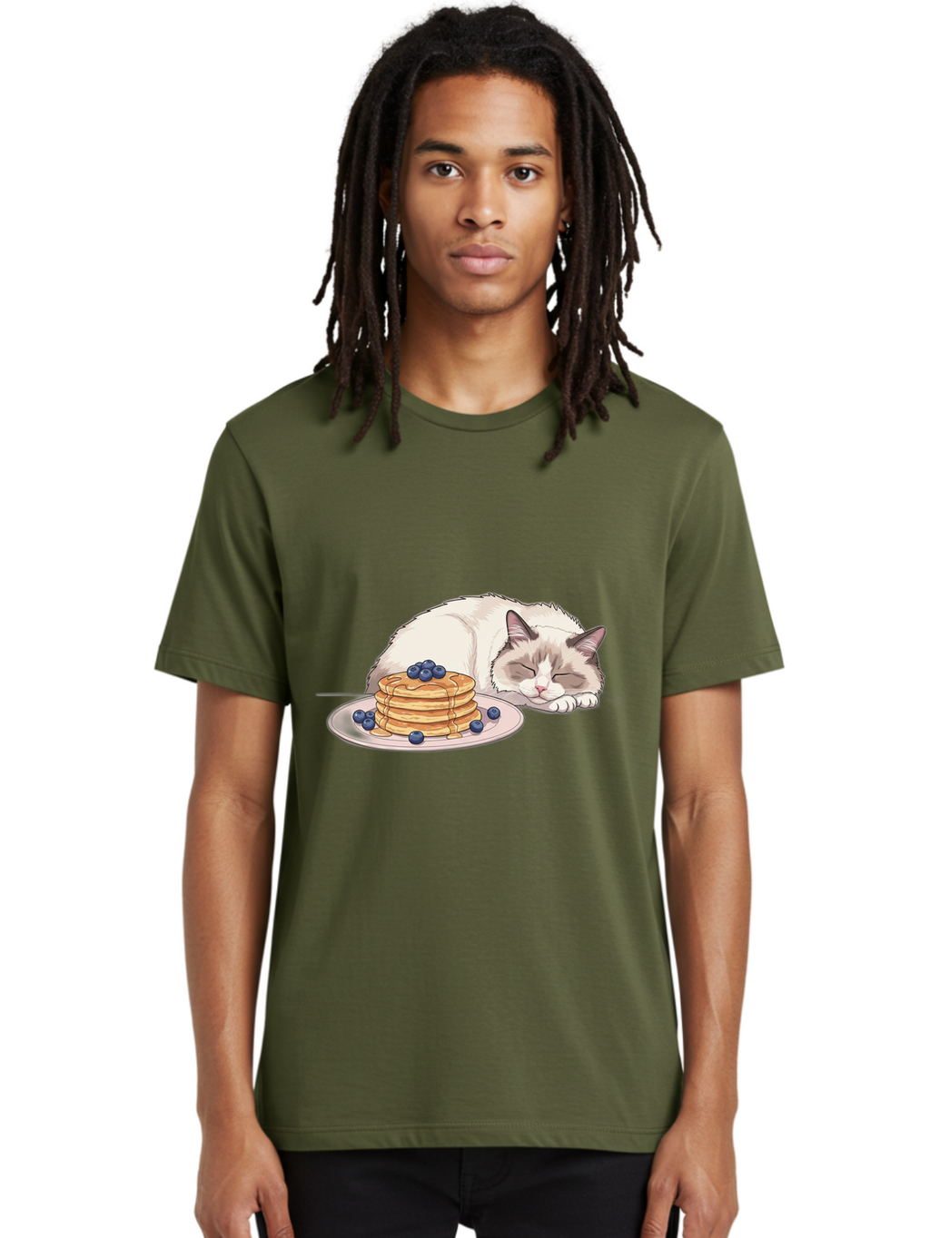 Cat-And-Pancakes-2 Men'S Graphic Tee, 100% Cotton, Comfortable Casual Summer Wear, Machine Washable, Vintage Camera, Old Camera, Antique Camera, Black Camera, Classic Photography, Photography Equipment, Nostalgic Device, Film Camera, Bak185