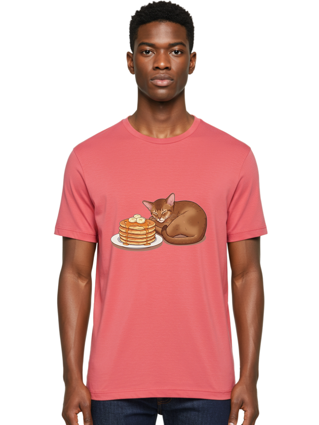 Cat-And-Pancakes-3 Men'S Graphic Tee, 100% Cotton, Comfortable Casual Summer Wear, Machine Washable, Vintage Camera, Old Camera, Antique Camera, Black Camera, Classic Photography, Photography Equipment, Nostalgic Device, Film Camera, Bak186