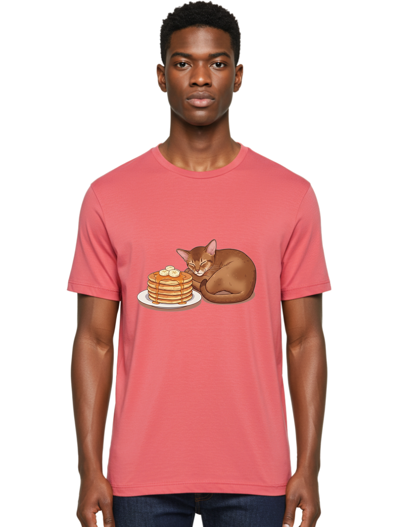 Cat-And-Pancakes-3 Men'S Graphic Tee, 100% Cotton, Comfortable Casual Summer Wear, Machine Washable, Vintage Camera, Old Camera, Antique Camera, Black Camera, Classic Photography, Photography Equipment, Nostalgic Device, Film Camera, Bak186