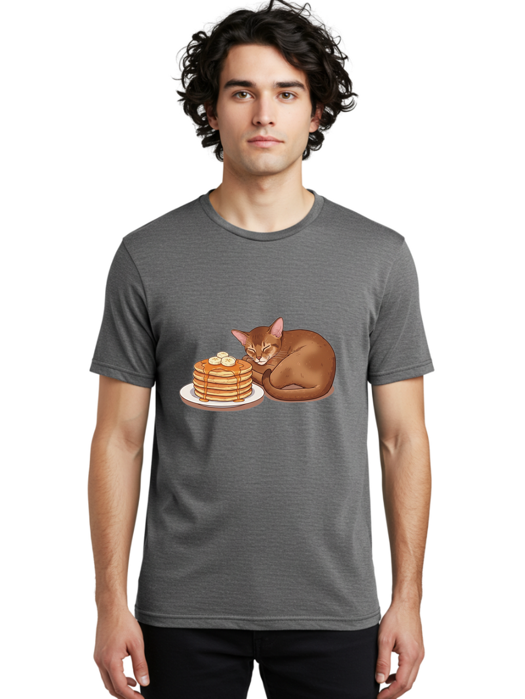 Cat-And-Pancakes-3 Men'S Graphic Tee, 100% Cotton, Comfortable Casual Summer Wear, Machine Washable, Vintage Camera, Old Camera, Antique Camera, Black Camera, Classic Photography, Photography Equipment, Nostalgic Device, Film Camera, Bak186
