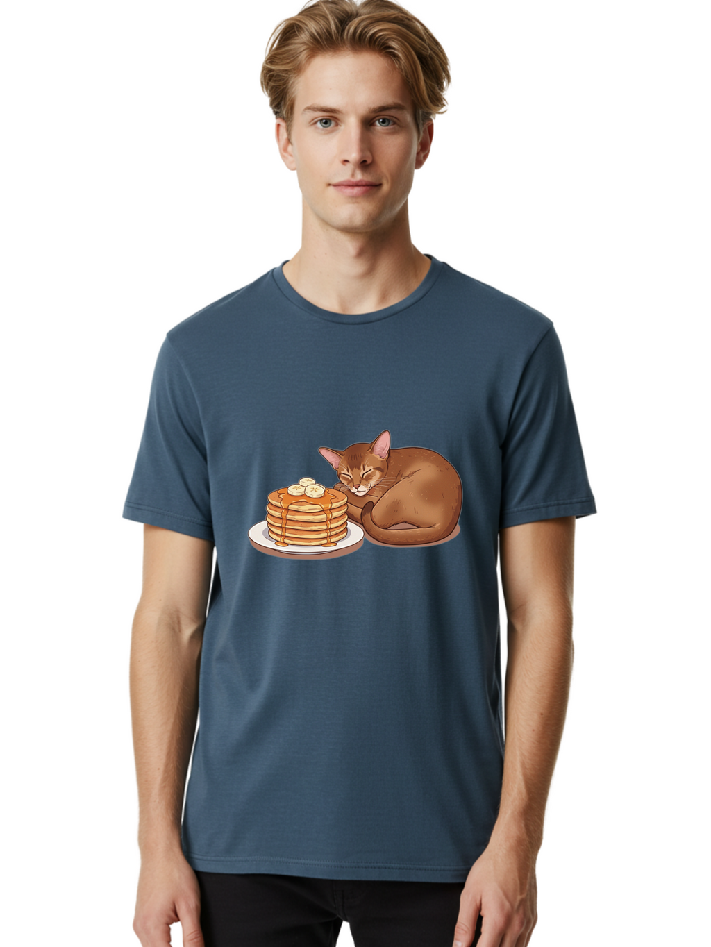 Cat-And-Pancakes-3 Men'S Graphic Tee, 100% Cotton, Comfortable Casual Summer Wear, Machine Washable, Vintage Camera, Old Camera, Antique Camera, Black Camera, Classic Photography, Photography Equipment, Nostalgic Device, Film Camera, Bak186