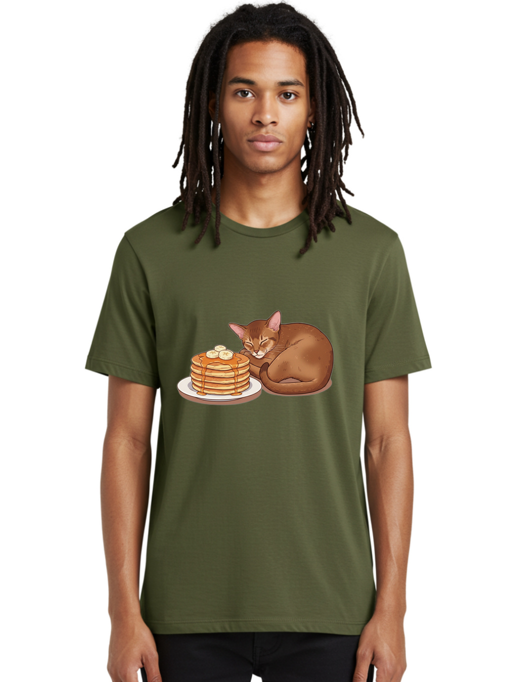 Cat-And-Pancakes-3 Men'S Graphic Tee, 100% Cotton, Comfortable Casual Summer Wear, Machine Washable, Vintage Camera, Old Camera, Antique Camera, Black Camera, Classic Photography, Photography Equipment, Nostalgic Device, Film Camera, Bak186