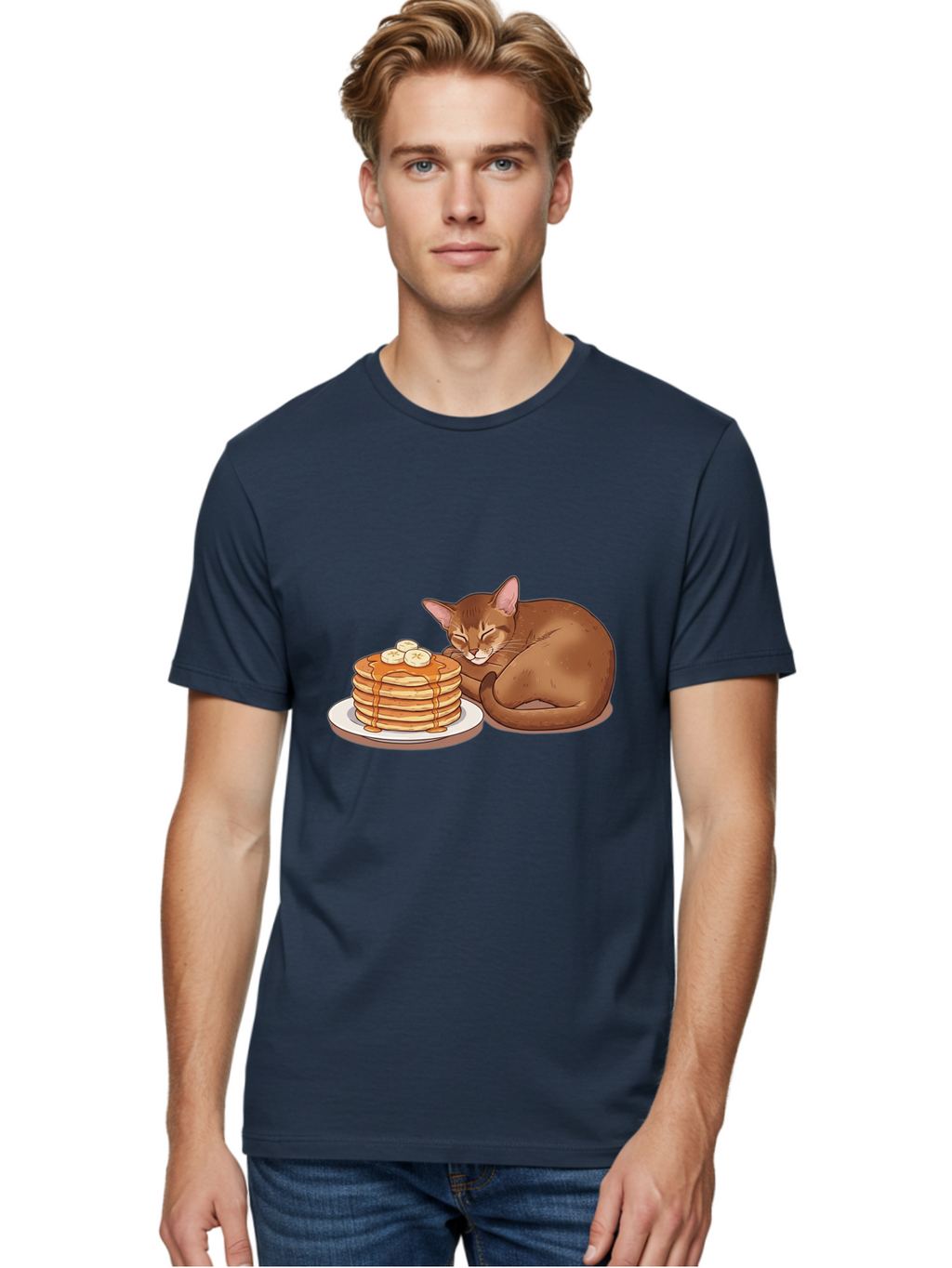 Cat-And-Pancakes-3 Men'S Graphic Tee, 100% Cotton, Comfortable Casual Summer Wear, Machine Washable, Vintage Camera, Old Camera, Antique Camera, Black Camera, Classic Photography, Photography Equipment, Nostalgic Device, Film Camera, Bak186