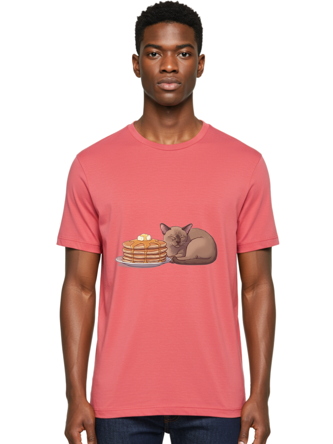 Cat-And-Pancakes-4 Men'S Graphic Tee, 100% Cotton, Comfortable Casual Summer Wear, Machine Washable, Vintage Camera, Old Camera, Antique Camera, Black Camera, Classic Photography, Photography Equipment, Nostalgic Device, Film Camera, Bak187