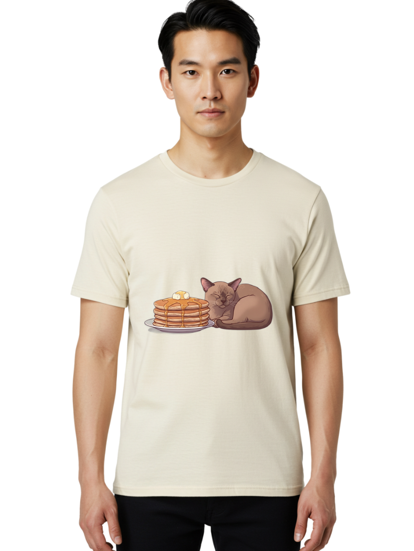 Cat-And-Pancakes-4 Men'S Graphic Tee, 100% Cotton, Comfortable Casual Summer Wear, Machine Washable, Vintage Camera, Old Camera, Antique Camera, Black Camera, Classic Photography, Photography Equipment, Nostalgic Device, Film Camera, Bak187