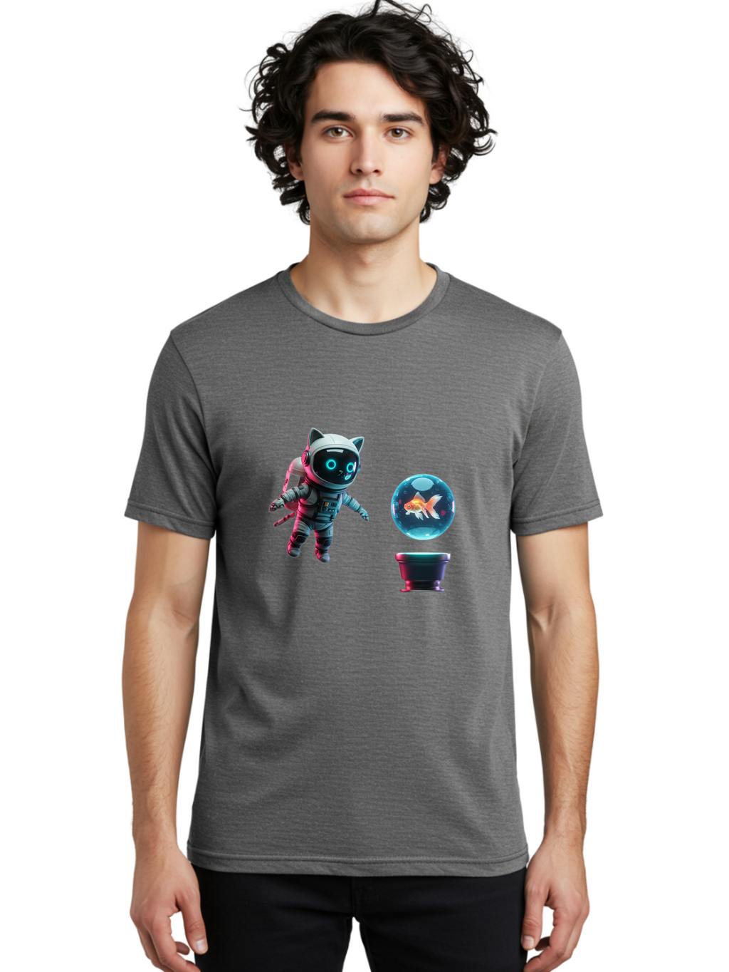 Cat-Astronaut-1 Men'S Graphic Tee, 100% Cotton, Comfortable Casual Summer Wear, Machine Washable, Vintage Camera, Old Camera, Antique Camera, Black Camera, Classic Photography, Photography Equipment, Nostalgic Device, Film Camera, Camera Art Bak189