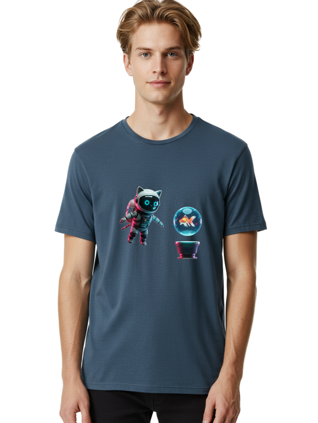 Cat-Astronaut-1 Men'S Graphic Tee, 100% Cotton, Comfortable Casual Summer Wear, Machine Washable, Vintage Camera, Old Camera, Antique Camera, Black Camera, Classic Photography, Photography Equipment, Nostalgic Device, Film Camera, Camera Art Bak189