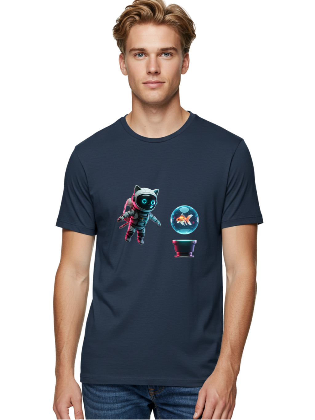 Cat-Astronaut-1 Men'S Graphic Tee, 100% Cotton, Comfortable Casual Summer Wear, Machine Washable, Vintage Camera, Old Camera, Antique Camera, Black Camera, Classic Photography, Photography Equipment, Nostalgic Device, Film Camera, Camera Art Bak189