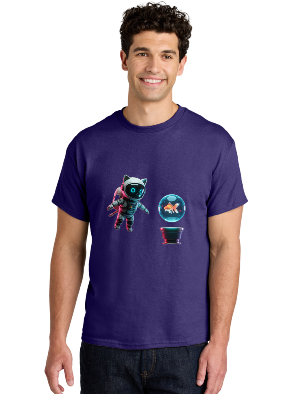 Cat-Astronaut-1 Men'S Graphic Tee, 100% Cotton, Comfortable Casual Summer Wear, Machine Washable, Vintage Camera, Old Camera, Antique Camera, Black Camera, Classic Photography, Photography Equipment, Nostalgic Device, Film Camera, Camera Art Bak189