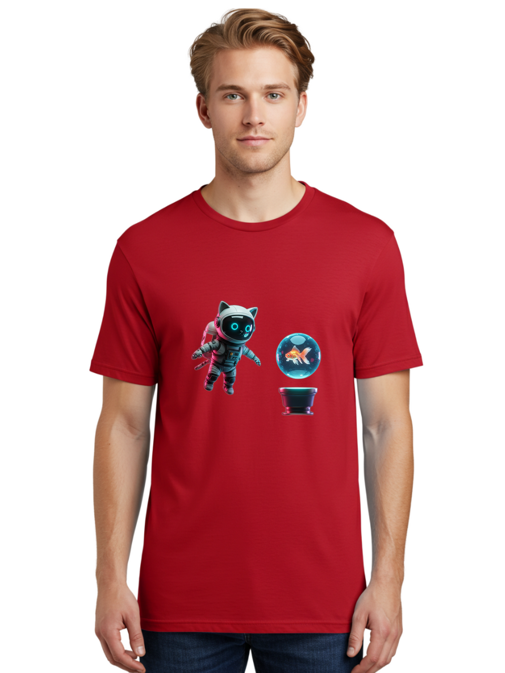 Cat-Astronaut-1 Men'S Graphic Tee, 100% Cotton, Comfortable Casual Summer Wear, Machine Washable, Vintage Camera, Old Camera, Antique Camera, Black Camera, Classic Photography, Photography Equipment, Nostalgic Device, Film Camera, Camera Art Bak189