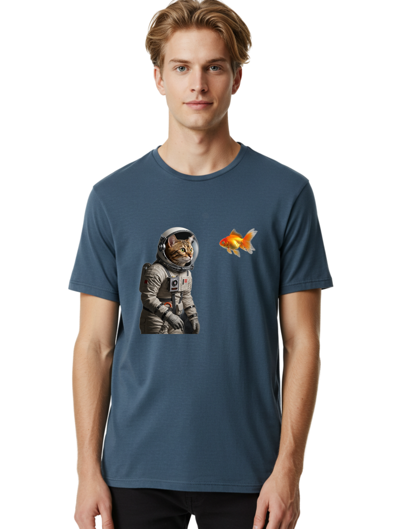 Cat-Astronaut-2 Men'S Graphic Tee, 100% Cotton, Comfortable Casual Summer Wear, Machine Washable, Vintage Camera, Old Camera, Antique Camera, Black Camera, Classic Photography, Photography Equipment, Nostalgic Device, Film Camera, Camera Art Bak190